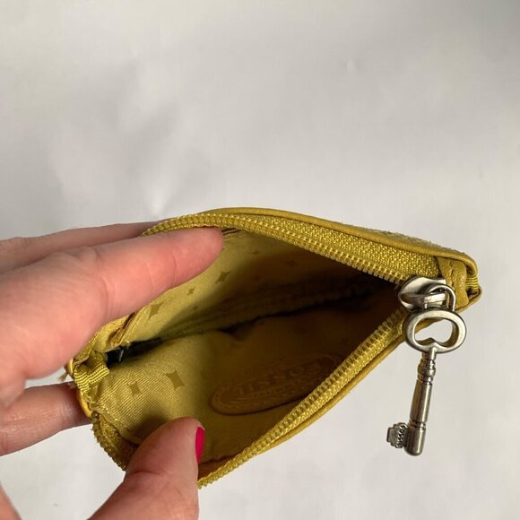 Fossil Yellow Green Leather Snake Embossed Coin Pouch Wallet - Picture 6 of 7